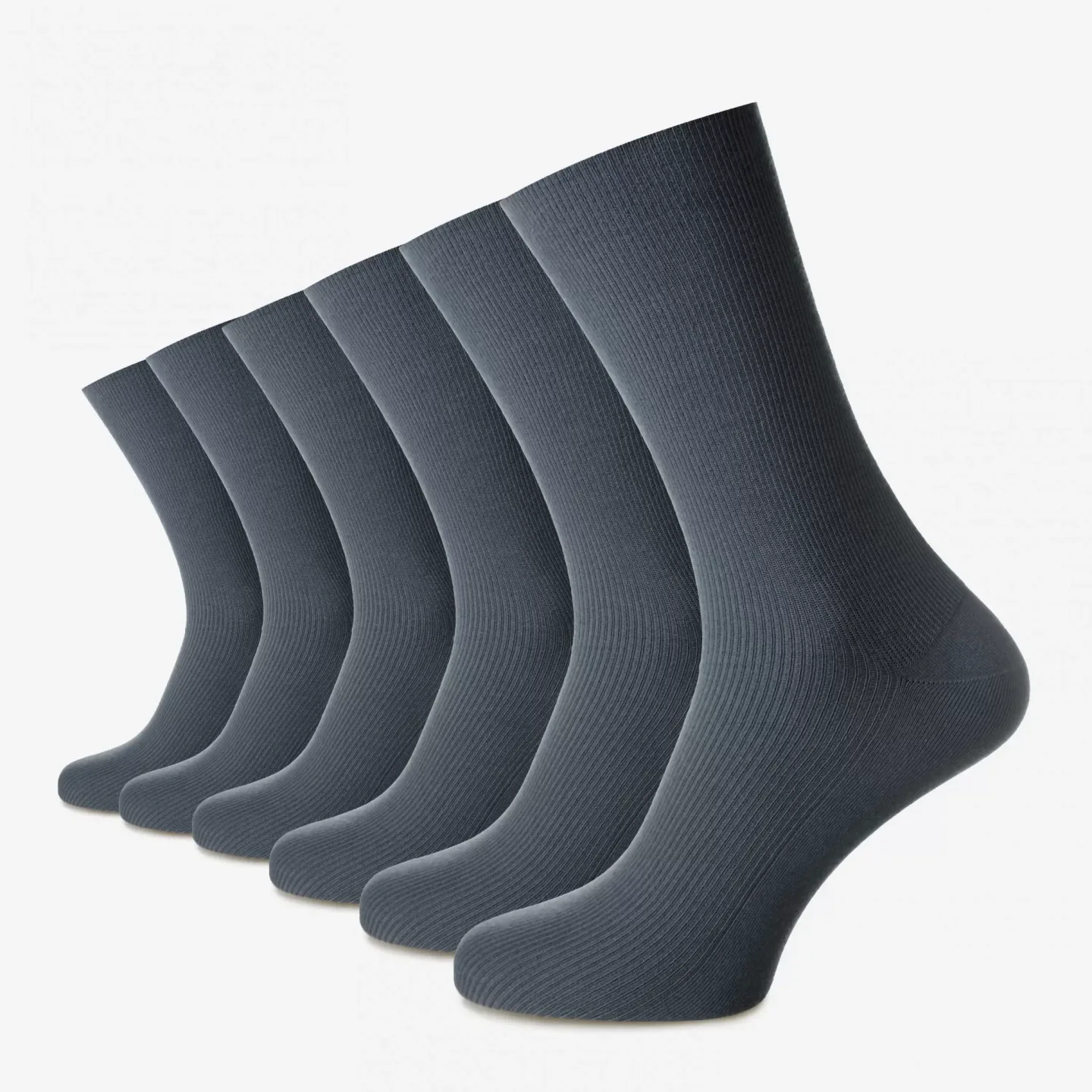 Șosete unisex medicinale, fără elastic din bumbac pieptănat fără cusătură – set de 6 perechi — Gri