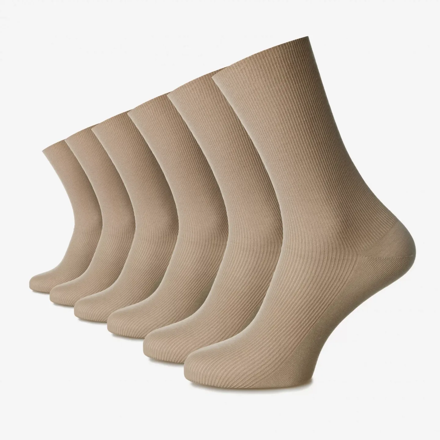 Șosete unisex medicinale, fără elastic din bumbac pieptănat fără cusătură – set de 6 perechi — Bej
