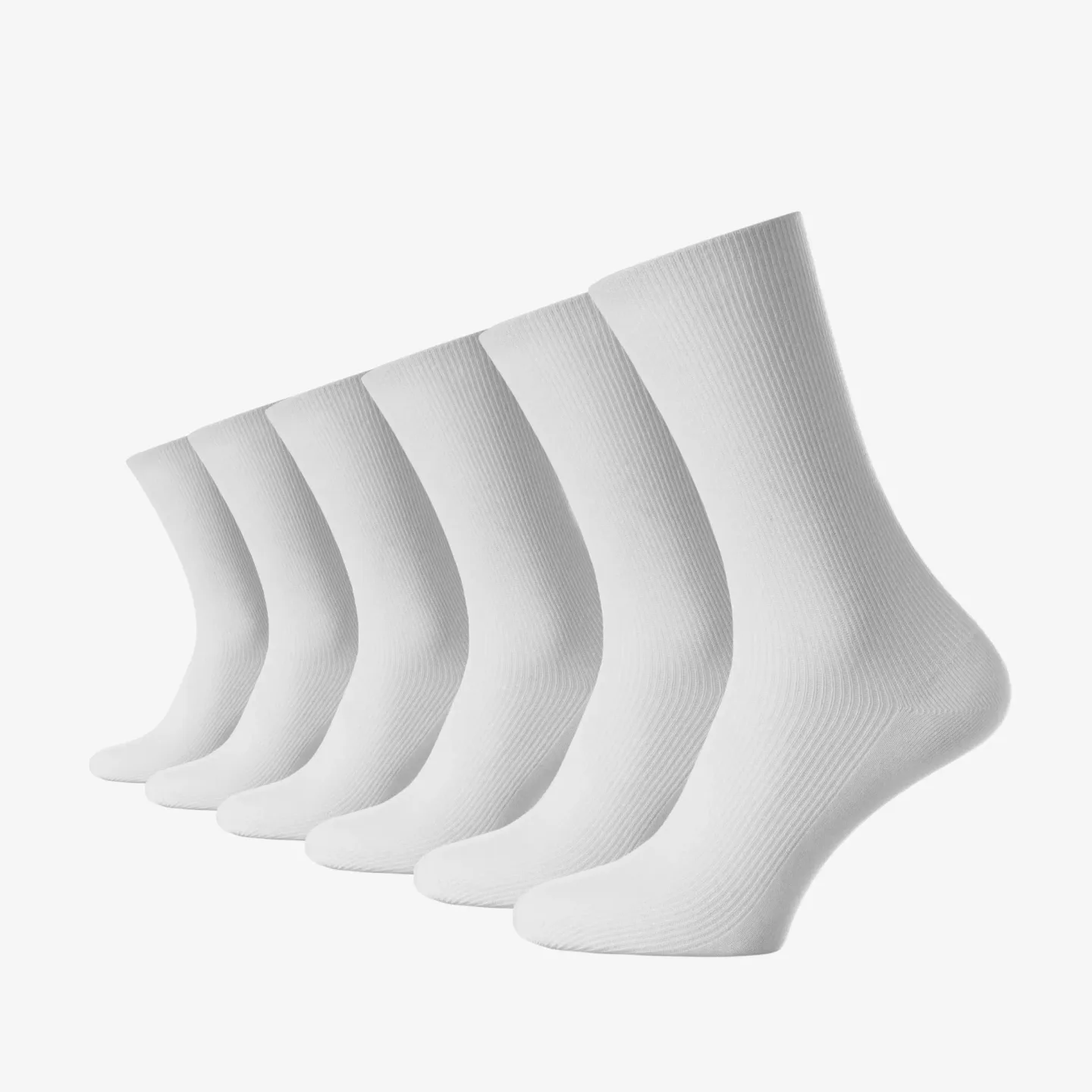 Șosete unisex medicinale, fără elastic din bumbac pieptănat fără cusătură – set de 6 perechi — Alb