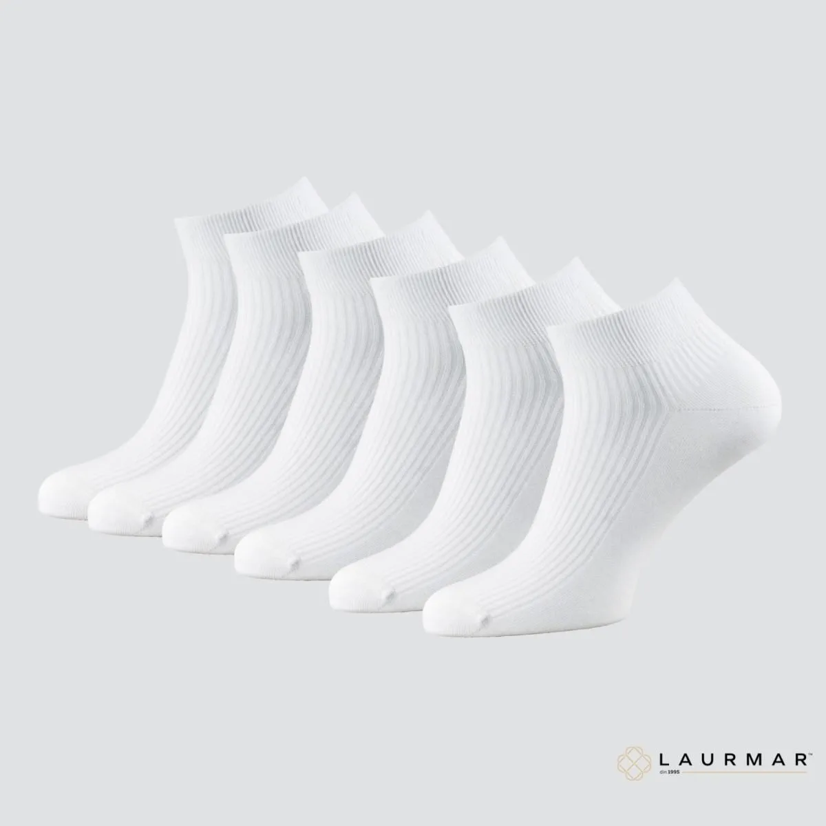 Șosete ultrascurte unisex din bumbac pieptănat, fără cusătură, cu elastic lejer — Alb