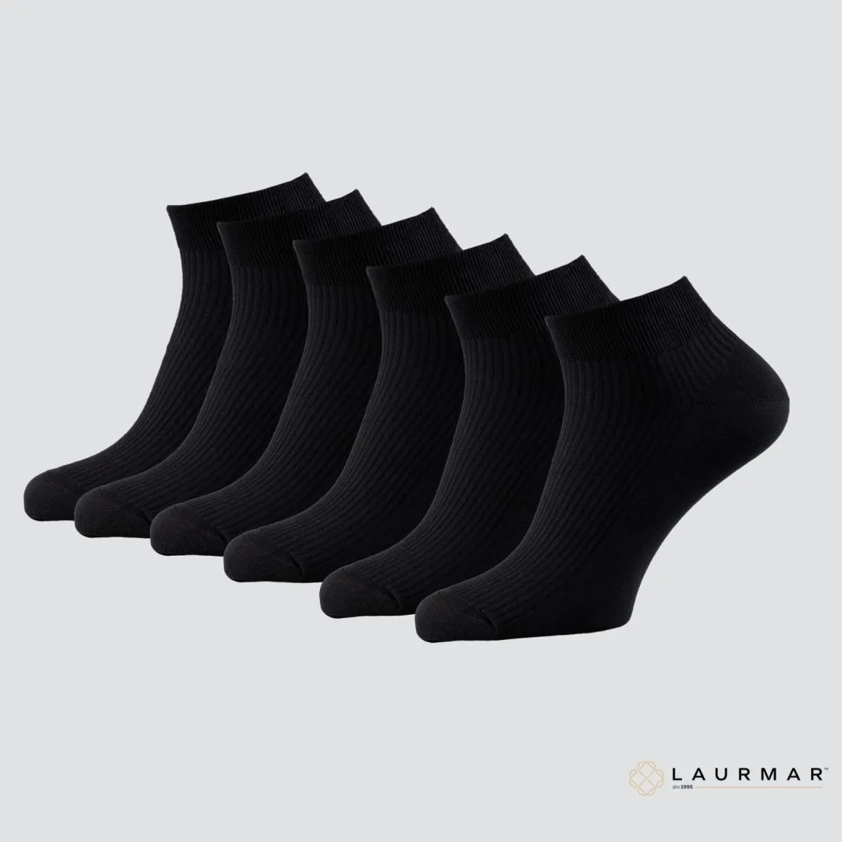 Șosete ultrascurte unisex din bumbac pieptănat, fără cusătură, cu elastic lejer — Negru