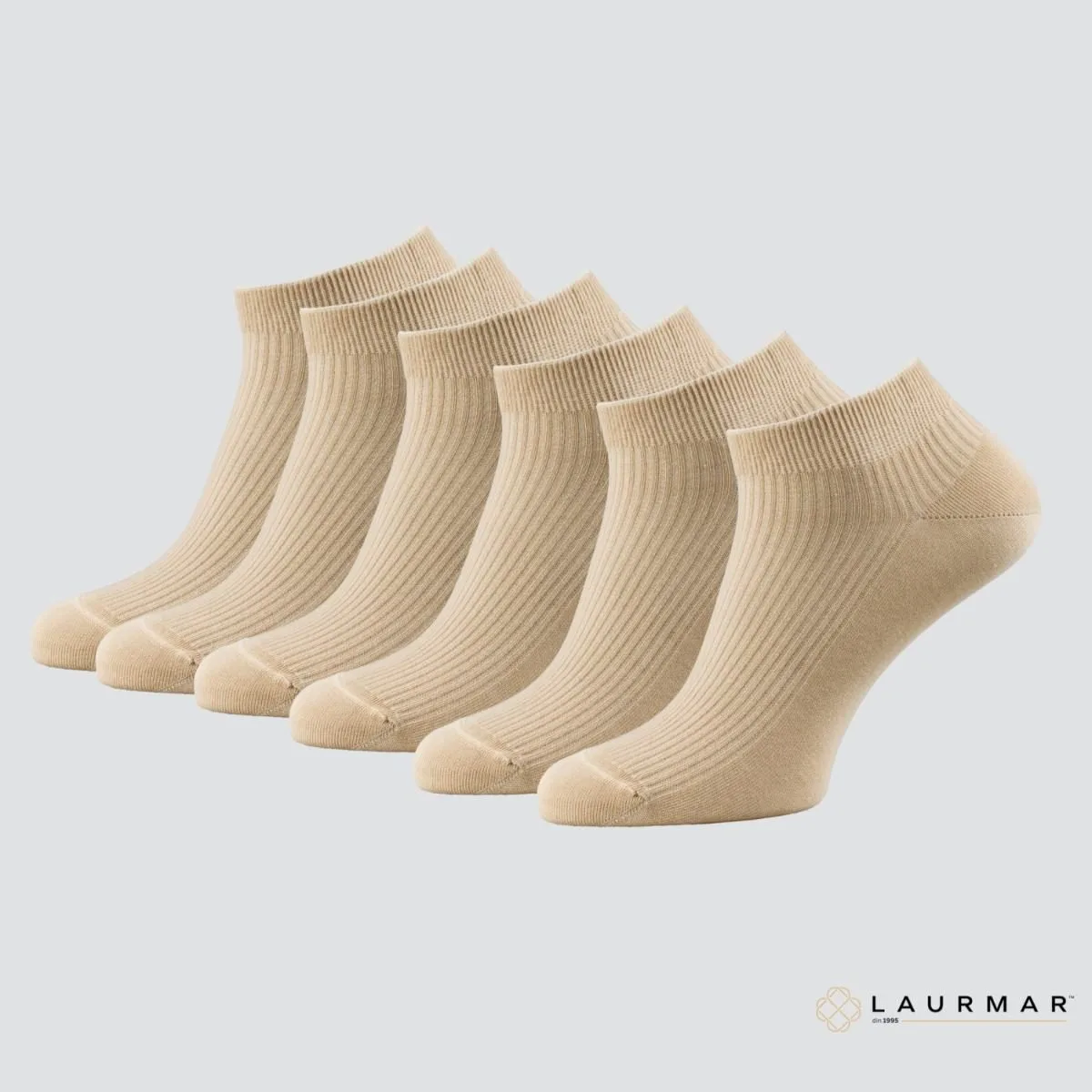 Șosete ultrascurte unisex din bumbac pieptănat, fără cusătură, cu elastic lejer — Bej