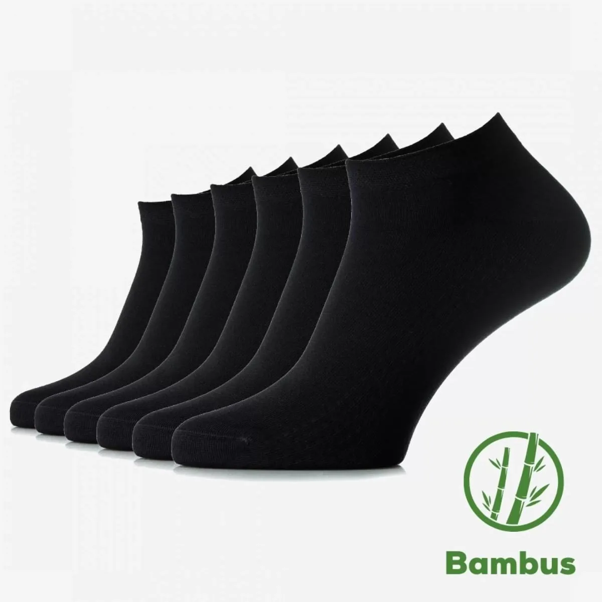 Șosete ultrascurte din bambus fără cusătură 6 perechi — Negru