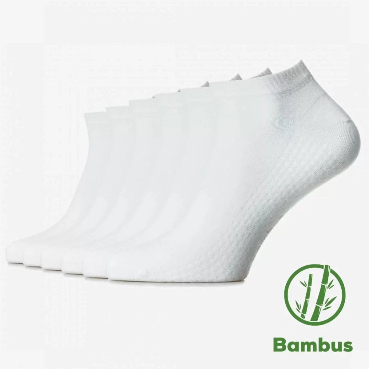 Șosete ultrascurte din bambus fără cusătură 6 perechi — Alb