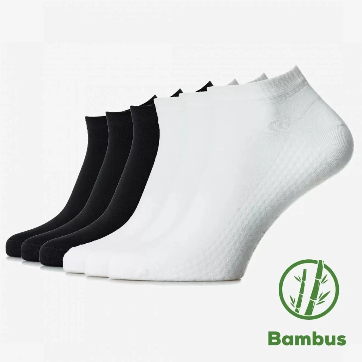 Șosete ultrascurte din bambus fără cusătură 6 perechi — Mix: Alb, Negru