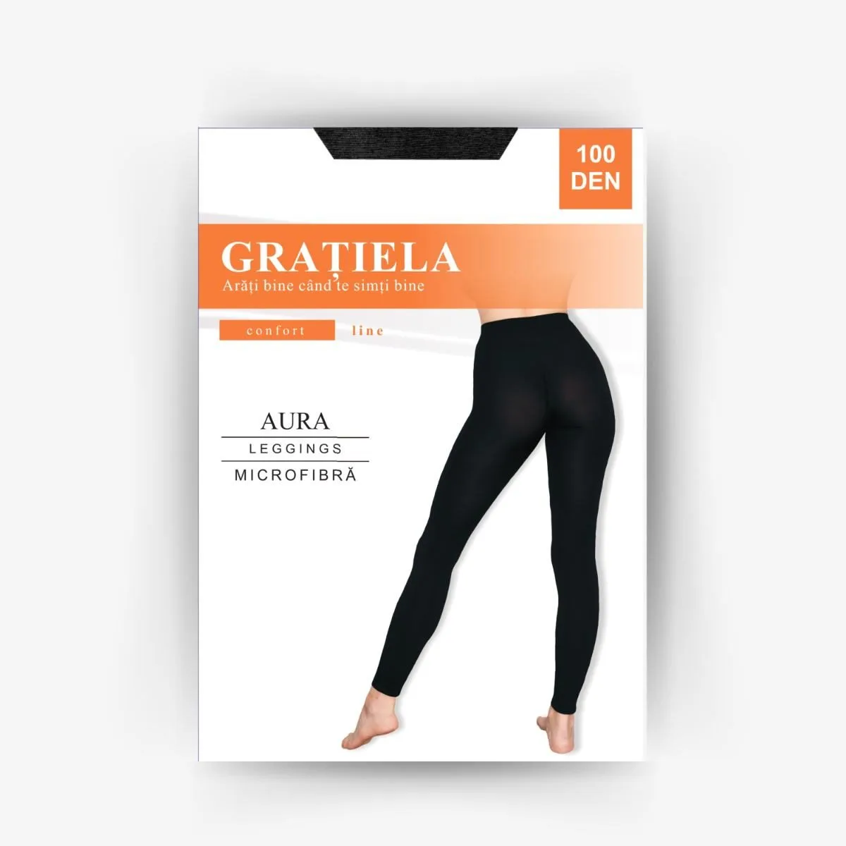 Dresuri fără talpă – leggings AURA 100 DEN — Negru