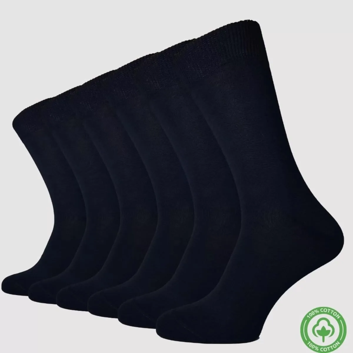 Șosete din 100% bumbac pieptănat fără cusătură — Negru