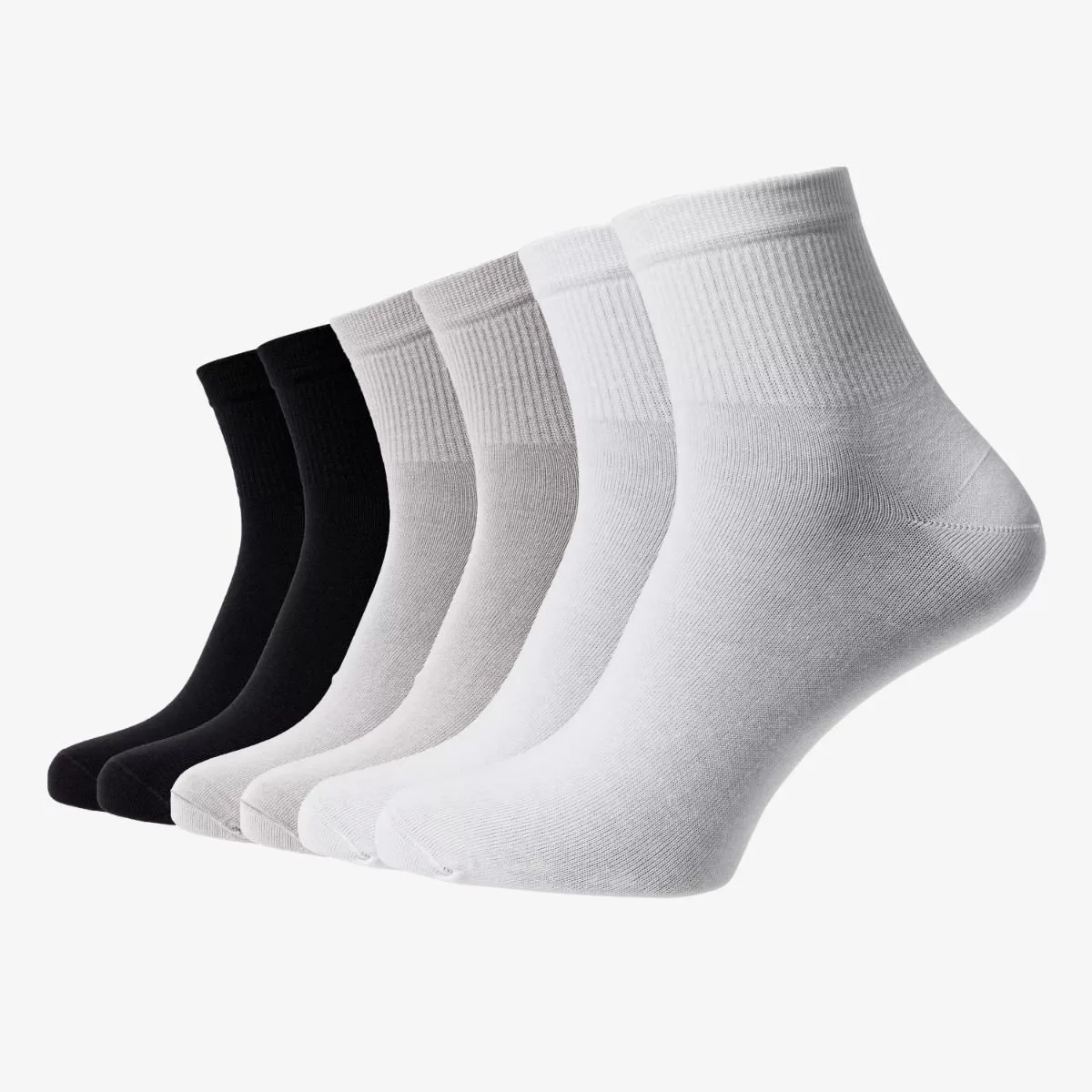 Șosete Dynamic fără model din bumbac pieptănat fără cusătură — Mix (2 x negru, 2 x gri, 2 x alb)