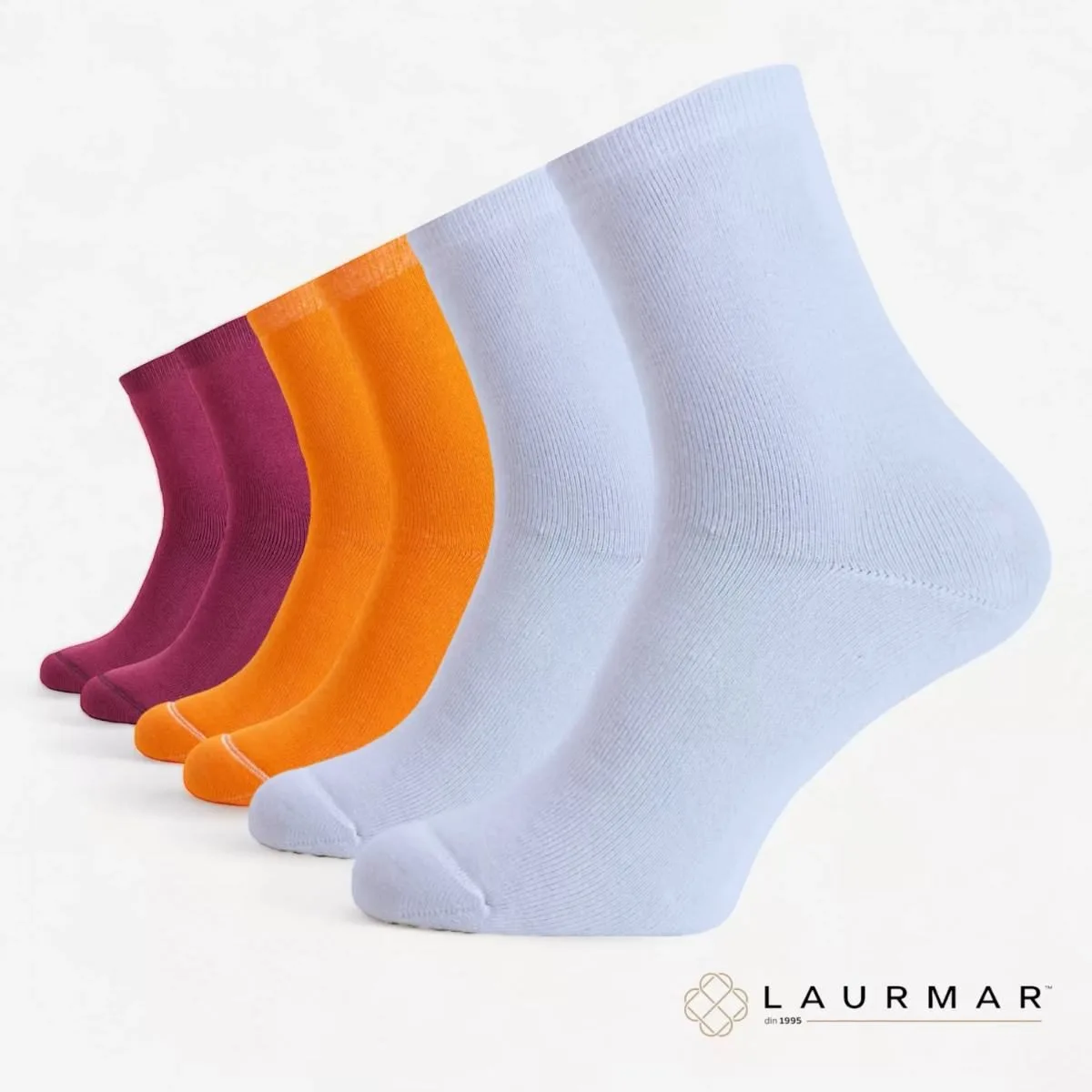 Șosete flaușate fără cusătură — Mix (2 x grena, 2 x portocaliu, 2 x blue deschis)