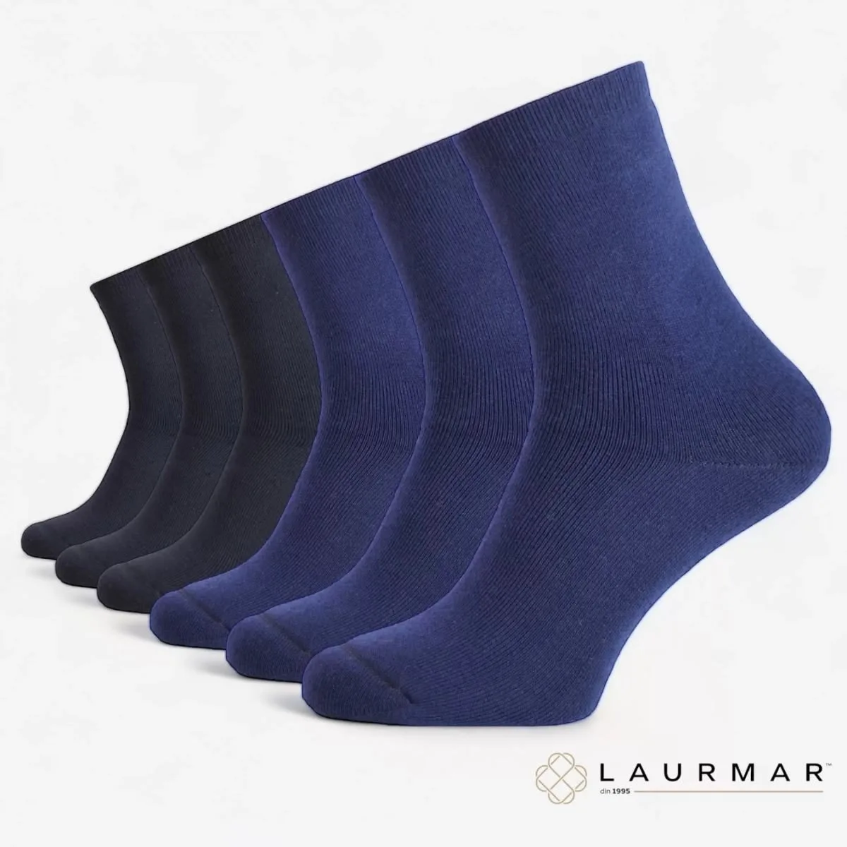 Șosete flaușate fără cusătură — Mix (3 x negru, 3 x blue inchis)