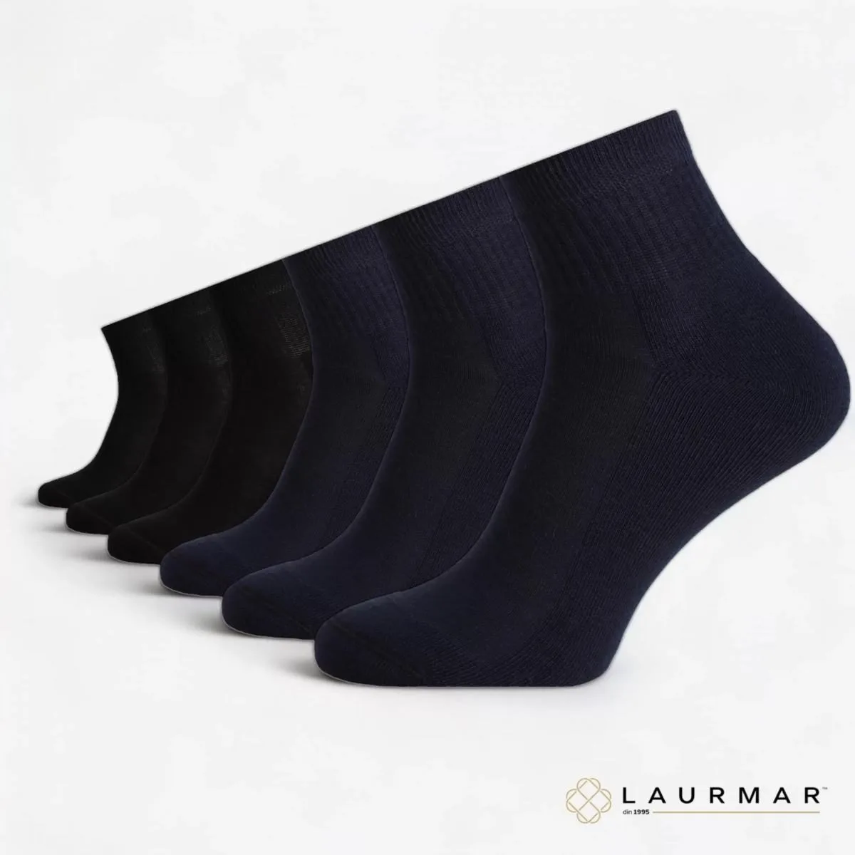 Șosete cu flauș pe talpă fără cusătură — Mix (3 x blue, 3 x negru)